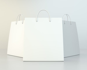 blank shopping paper bags set. 3d rendering