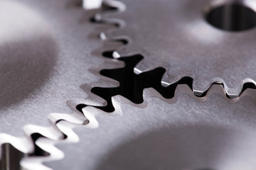 Closeup of metal cog wheels
