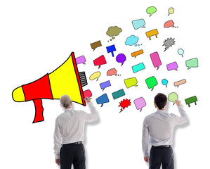 Communication concept drawn by businessmen