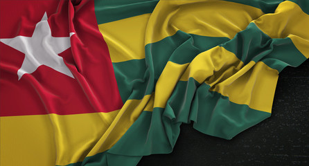 Togo Flag Wrinkled On Dark Background 3D Render