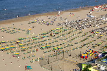 Rimini beach aerial view Italy summer season