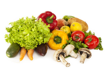 Vegetables on white background