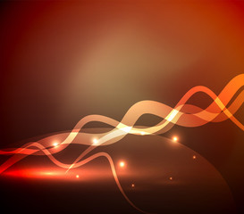 Glowing magic wave line with light effects in darkness