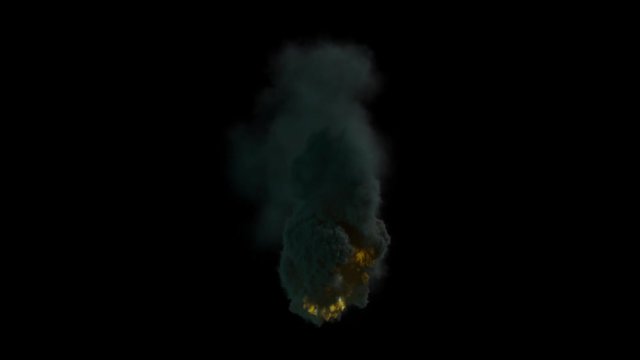 PNG alpha Explosion mushroom of smoke and fire. Burning with smoke.Bomb attack in alpha channel.