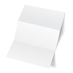 Blank Trifold Paper Leaflet, Flyer, Broadsheet, Flier, Follicle, Leaf A4 With Shadows. On White Background Isolated. Mock Up Template Ready For Your Design. Vector EPS10