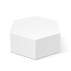 White Cardboard Hexagon Box Packaging For Food, Gift Or Other Products. Illustration Isolated On White Background. Mock Up Template Ready For Your Design. Product Packing Vector EPS10