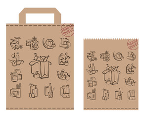 image of package with food and goods for shopping