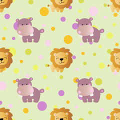Obraz premium pattern with cartoon cute toy baby behemoth