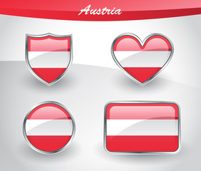 Glossy Austria flag icon set