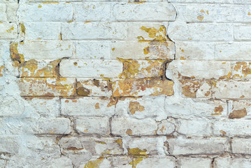 Old weathered white brick wall texture