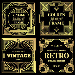 Luxury poster vector design with gold frames in art deco old classic style