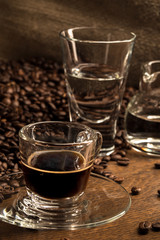 Espresso served with drinking water