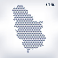 Vector hexagon map of Serbia on a gray background