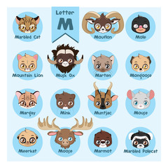 Obraz premium Animal portrait alphabet - Letter M