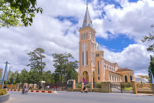 Cathedral of Dalat, the chicken church in Dalat city, Vietnam
