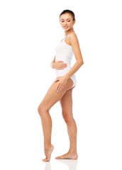Fototapeta premium beautiful young woman in white underwear
