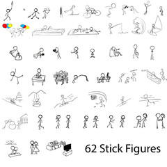 Fototapeta premium Cartoon icons set people stick figure