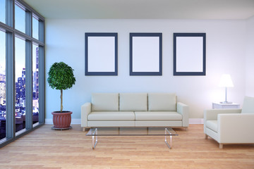 Interior with picture frames front