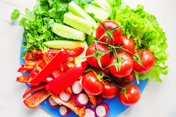 Close up fresh vegetables for salad
