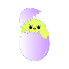 цыпленок  маленький желтый в яйце 