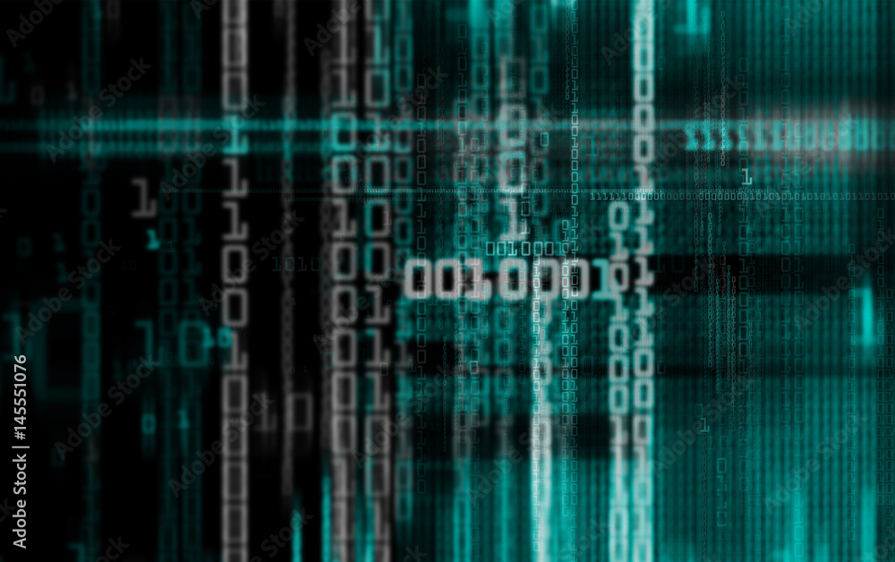Poster digital binary data and electronic circuit board.