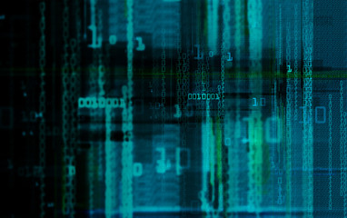 Digital binary data and electronic circuit board.
