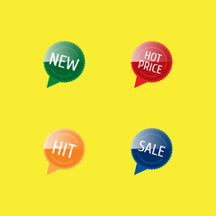 Stickers for promotional items on yellow background