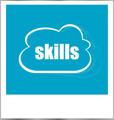 skills word business concept, photo frame isolated on white