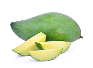 fresh green mango isolated on white background