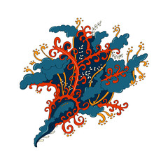 Obraz premium Hand draw illustration, coloring book zentangle. Abstract clouds and curves.
