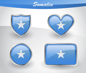 Glossy Somalia flag icon set