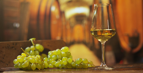 sommelier in vineyard pouring italian white wine in glass in slow motion