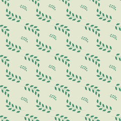 Green twig on light seamless pattern