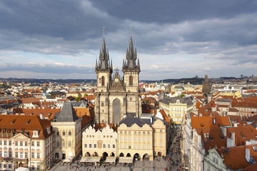 Fototapeta na wymiar Panoramic view of the Old Town Square in Prague. Czech Republic