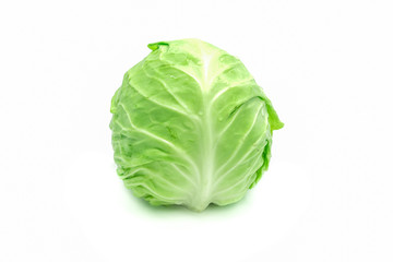 Green cabbage isolated with white background.