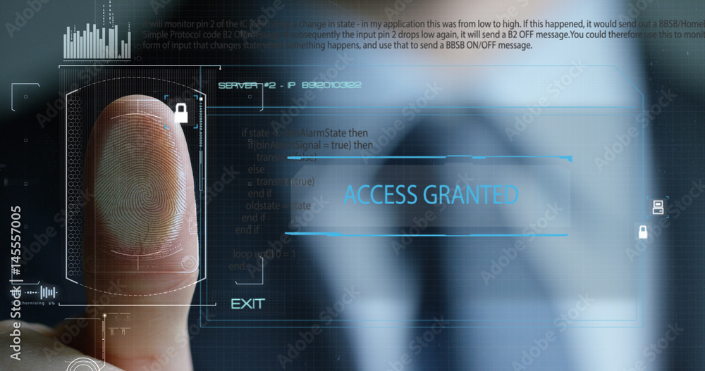 Aufkleber slow motion of scan fingerprint biometric identity and approval. concept of the future of security a