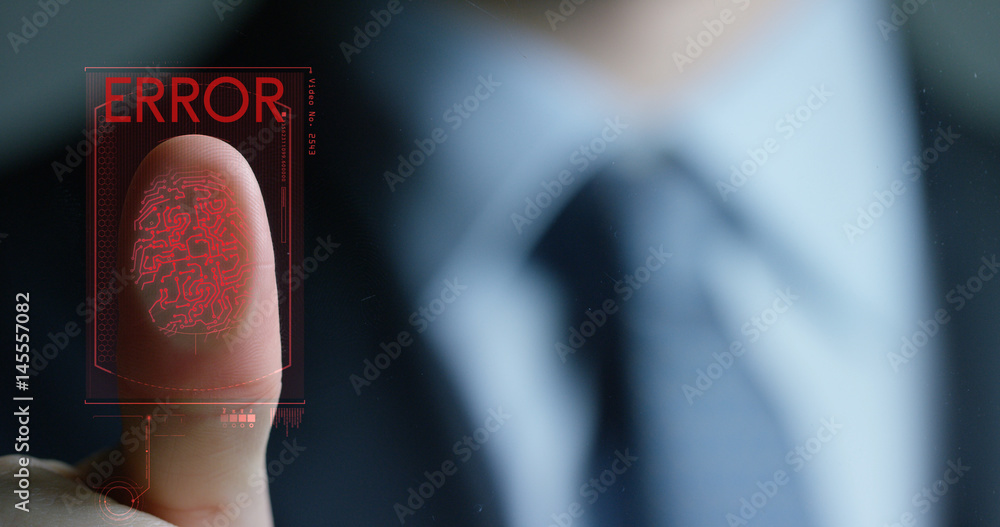 Aufkleber slow motion of scan fingerprint biometric identity and approval. concept of the future of security a