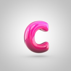 Glossy red and pink gradient paint alphabet letter C lowercase isolated on white background