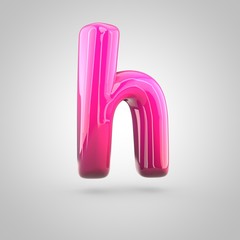 Glossy red and pink gradient paint alphabet letter H lowercase isolated on white background