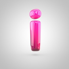 Glossy red and pink gradient paint alphabet letter I lowercase isolated on white background