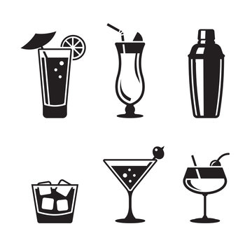Cocktail icons set