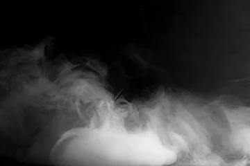 Papier Peint photo Lavable Fumée Le brouillard abstrait ou la fumée se déplacent sur le fond de couleur noire