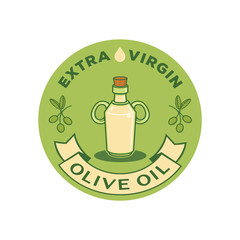 extra virgin olive oil logo with glass bottle