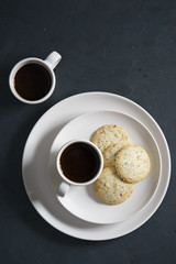 hot coffee  with cookies