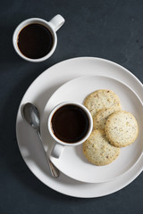 hot coffee  with cookies