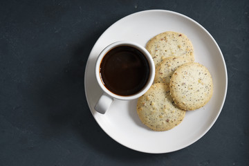 hot coffee  with cookies
