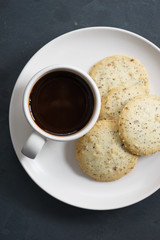 hot coffee  with cookies