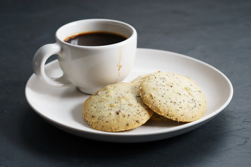 hot coffee  with cookies