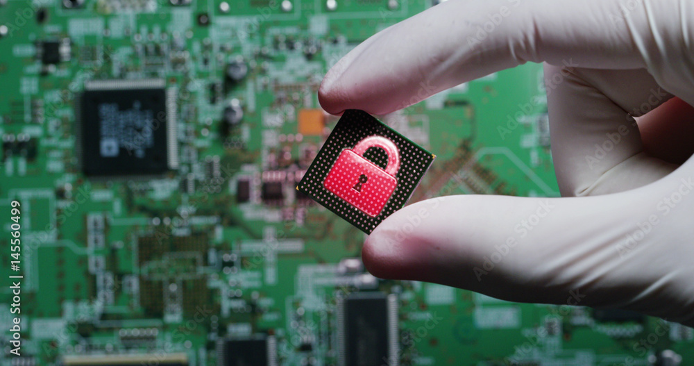 Poster macro shot of a chip, futuristic and modern advanced technology system. the circuit is used in the c