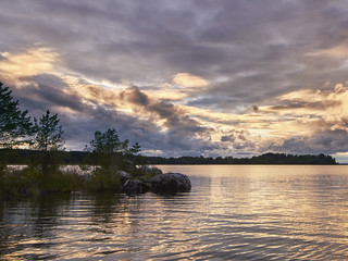 Sunset on the Onego lake